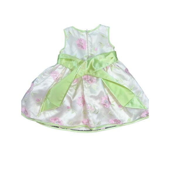Bonnie Baby 12M Floral Tulle Dress Mint Green Pink Satin Party Princess Floral - Picture 9 of 11
